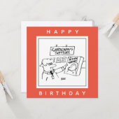 Action Gnome in de Garden Center Cartoon Kaart (Voorkant / Achterkant in situ)