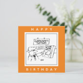 Action Gnome in de Garden Center Cartoon Kaart (Staand voorkant)