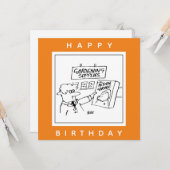 Action Gnome in de Garden Center Cartoon Kaart (Voorkant / Achterkant in situ)