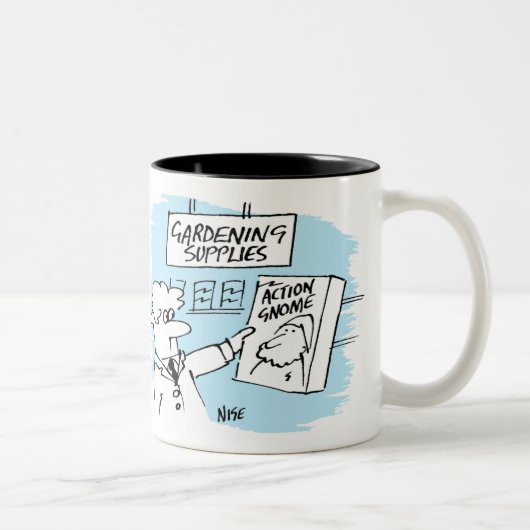Action Gnome in Garden Center Tweekleurige Koffiemok (Rechts)
