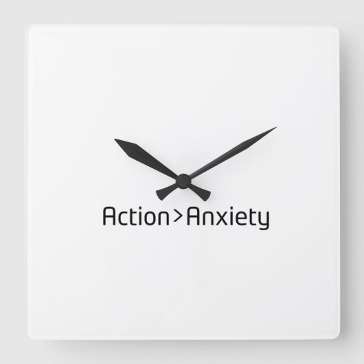 Action Over Anxiety Minimalist Square Clock Vierkante Klok (Voorkant)