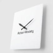 Action Over Anxiety Minimalist Square Clock Vierkante Klok (Hoek)