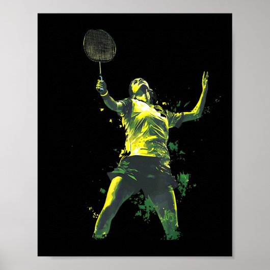 Action-packed Woman Playing Badminton  Poster (Voorkant)