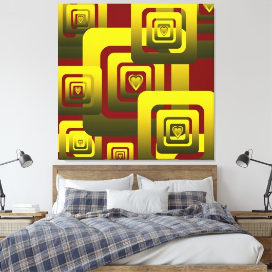 Activate My Heart Pattern Golden Canvas Afdruk (Insitu (Slaapkamer))