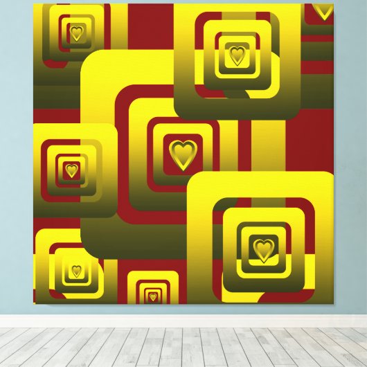 Activate My Heart Pattern Golden Canvas Afdruk (Insitu (Houten vloer))