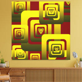Activate My Heart Pattern Golden Canvas Afdruk