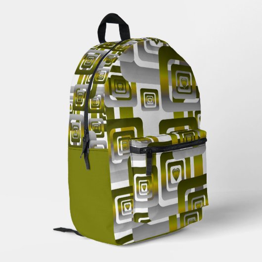 Activate My Heart Pattern Silver Bedrukte Rugzak (Achterkant Hoek Links)