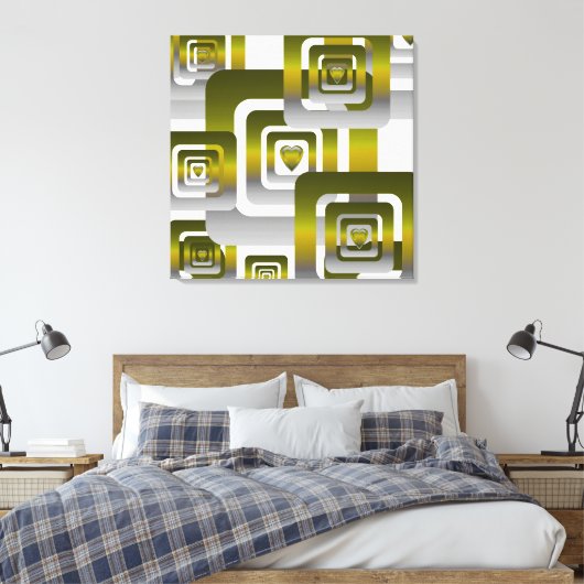 Activate My Heart Pattern Silver Canvas Afdruk (Insitu (Slaapkamer))