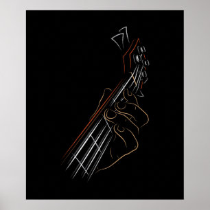 Active Bass Guitar Rock Music Graphic Guitar Playe Poster