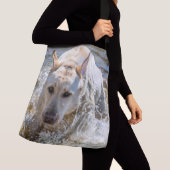 Active Gele Labrador Splashing: Pet-fotografie Crossbody Tas (Dichtbij)