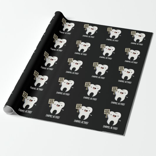 Activist Funny Dental Tooth Pun Dark BG Cadeaupapier (Uitgerold)