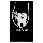 Activist Funny Dental Tooth Pun Dark BG Klein Cadeauzakje (Voorkant)