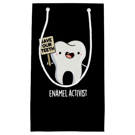 Activist Funny Dental Tooth Pun Dark BG Klein Cadeauzakje (Voorkant)