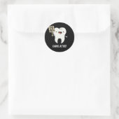 Activist Funny Dental Tooth Pun Dark BG Ronde Sticker (Tas)