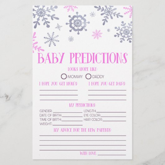 Activiteit roze snowflake Baby shower Briefpapier (Voorkant)