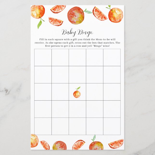 Activiteit van de kleine Cutie Baby shower Bingo G (Voorkant)