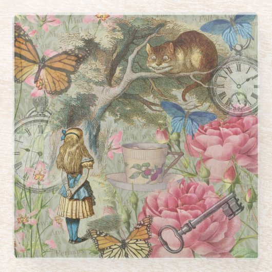 Activiteiten in de omgeving van Alice Cheshire Cat Glazen Onderzetter (Voorkant)