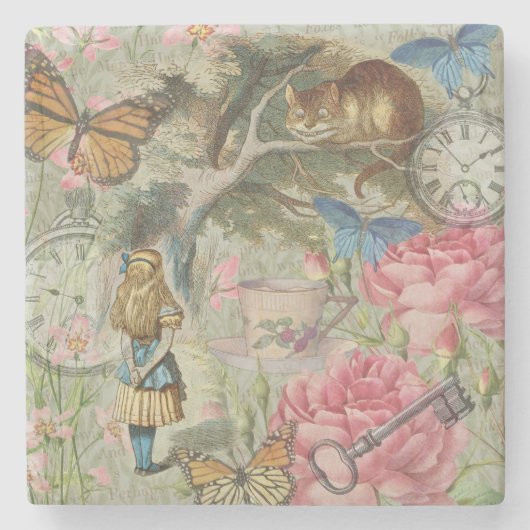 Activiteiten in de omgeving van Alice Cheshire Cat Stenen Onderzetter (Voorkant)