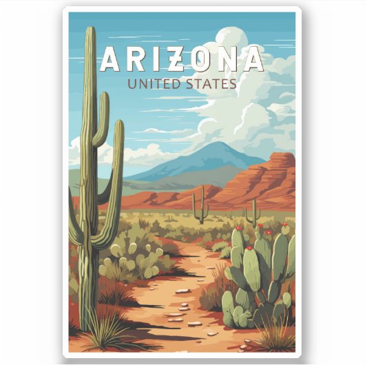 Activiteiten in de omgeving van Arizona Travel Art Sticker (Voorkant)