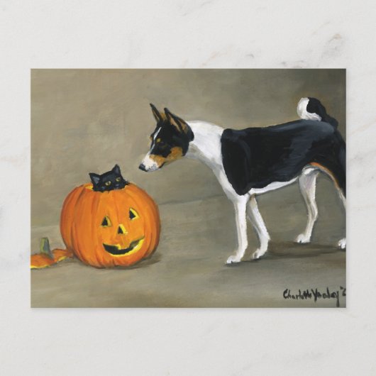 Activiteiten in de omgeving van Basenji Halloween Feestdagenkaart (Voorkant)