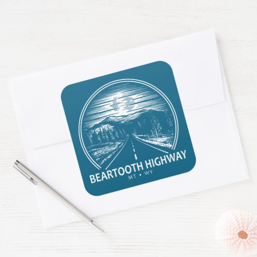 Activiteiten in de omgeving van Beartooth Highway  Vierkante Sticker (Envelop)