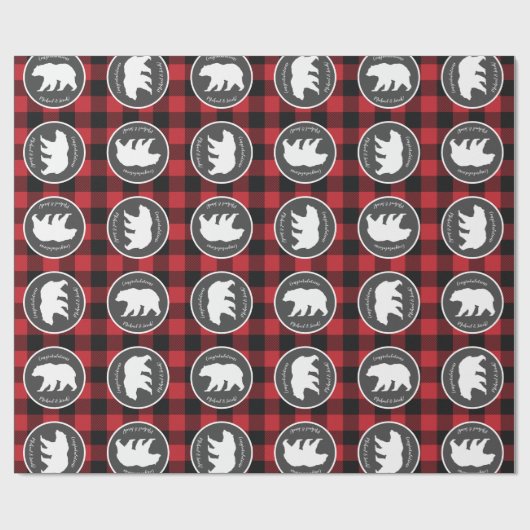 Activiteiten in de omgeving van beer Baby shower W Cadeaupapier (Vlak)