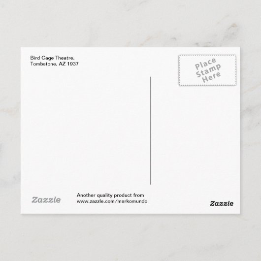Activiteiten in de omgeving van Bird Cage Theatre, Briefkaart (Achterkant)