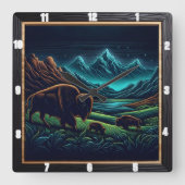 Activiteiten in de omgeving van Bison Buffalo Nigh Vierkante Klok (Voorkant)