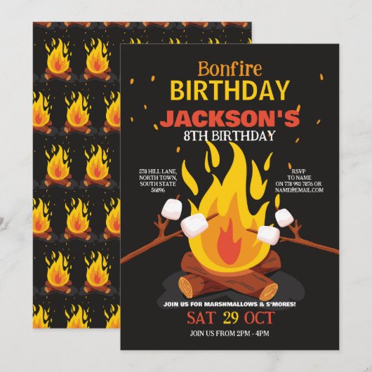 Activiteiten in de omgeving van Bonfire Birthday B Kaart (Voorkant / Achterkant)