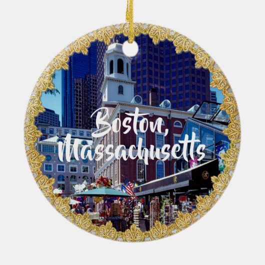 Activiteiten in de omgeving van Boston Massachuset Keramisch Ornament (Achterkant)