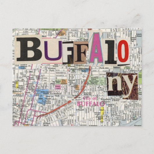 Activiteiten in de omgeving van Buffalo NY Maps Co Briefkaart (Voorkant)