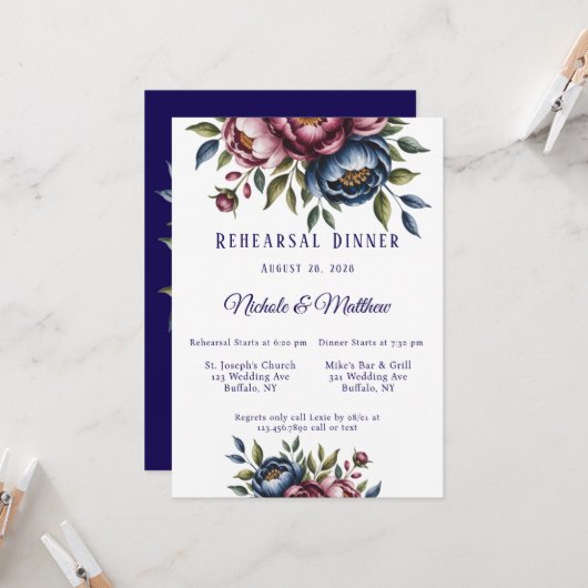 Activiteiten in de omgeving van Burgundy Navy & Bl Kaart (Voorkant / Achterkant in situ)