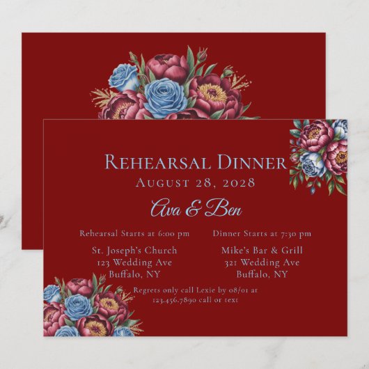 Activiteiten in de omgeving van Burgundy Peony & B Kaart (Voorkant / Achterkant)