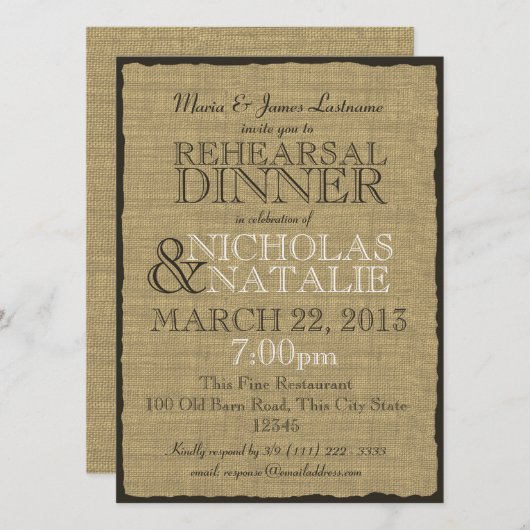 Activiteiten in de omgeving van Burlap Look Rehear Kaart (Voorkant / Achterkant)