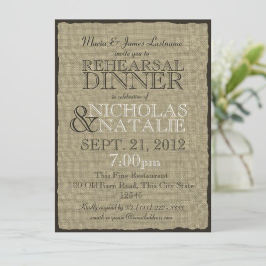 Activiteiten in de omgeving van Burlap Look Rehear Kaart (Staand voorkant)