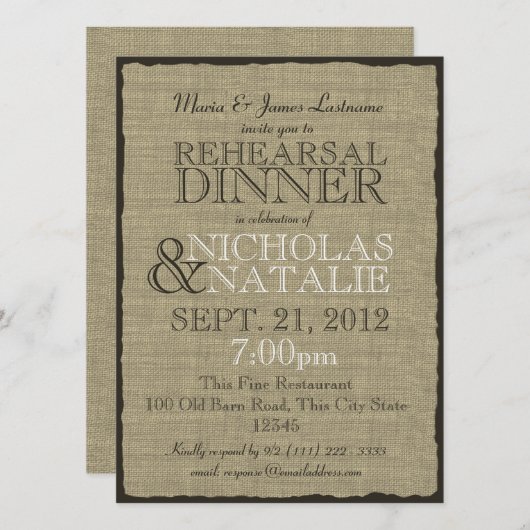 Activiteiten in de omgeving van Burlap Look Rehear Kaart (Voorkant / Achterkant)