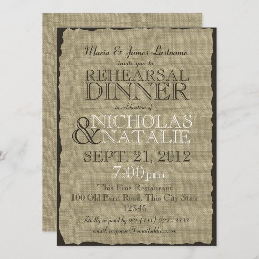 Activiteiten in de omgeving van Burlap Rustic Rehe Kaart (Voorkant / Achterkant)