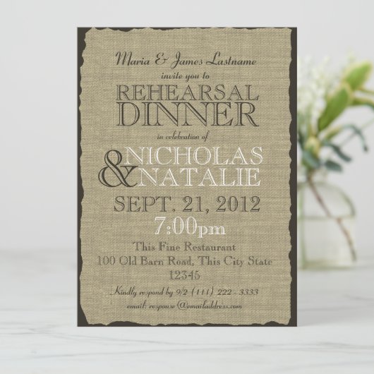 Activiteiten in de omgeving van Burlap Rustic Rehe Kaart (Staand voorkant)