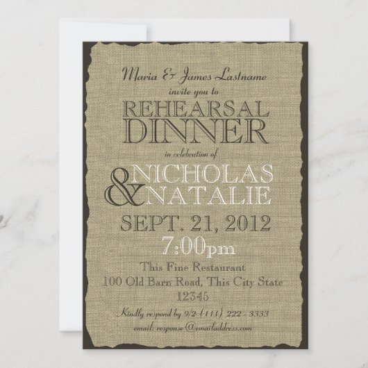 Activiteiten in de omgeving van Burlap Rustic Rehe Kaart (Voorkant)