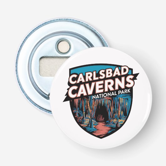 Activiteiten in de omgeving van Carlsbad Caverns N Button Flesopener (Voorkant)