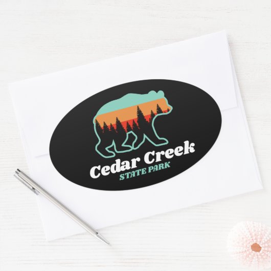 Activiteiten in de omgeving van Cedar Creek State  Ovale Sticker (Envelop)