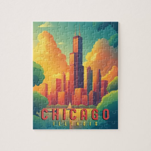 Activiteiten in de omgeving van Chicago Iconic Sky Legpuzzel (Verticaal)
