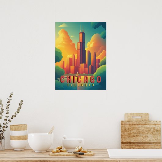 Activiteiten in de omgeving van Chicago Iconic Sky Poster (Keuken)