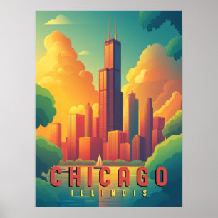 Activiteiten in de omgeving van Chicago Iconic Sky Poster
