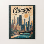 Activiteiten in de omgeving van Chicago Illinois S Legpuzzel<br><div class="desc">Chicago retro vector reisontwerp. Chicago,  de winderige stad van Illinois,  is beroemd om zijn iconische skyline,  architectuur van wereldklasse en levendige culturele scène.</div>