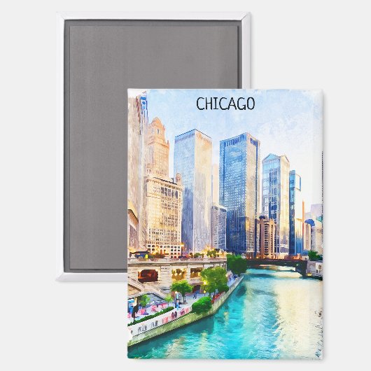 Activiteiten in de omgeving van Chicago Illinois W Magneet (Voorkant / Achterkant)
