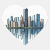 Activiteiten in de omgeving van Chicago Skyline He Hart Sticker (Voorkant)