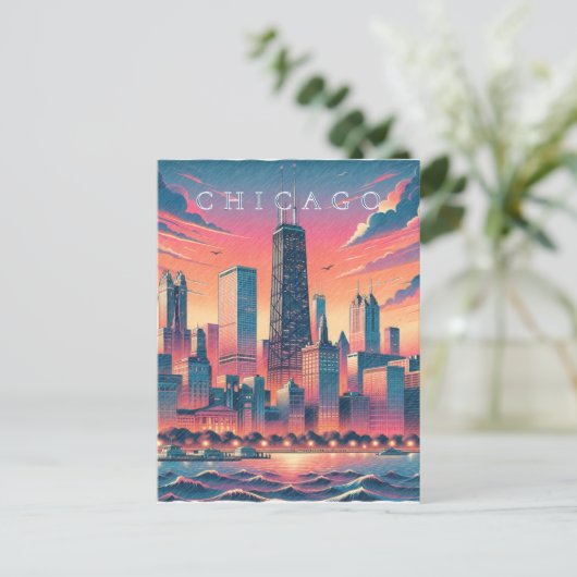 Activiteiten in de omgeving van Chicago Skyline Mo Briefkaart (Staand voorkant)