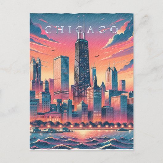 Activiteiten in de omgeving van Chicago Skyline Mo Briefkaart (Voorkant)