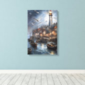 Activiteiten in de omgeving van Coastal Lighthouse Canvas Afdruk (Insitu (Houten vloer))